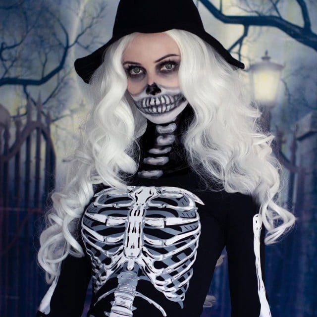 ☑️ spooky☑️ scary☑️ skeleton...#halloweenoutfit #Halloweencostume #halloweenmakeup #halloweenmakeupideas #makeup #facepaint #bodypaint...